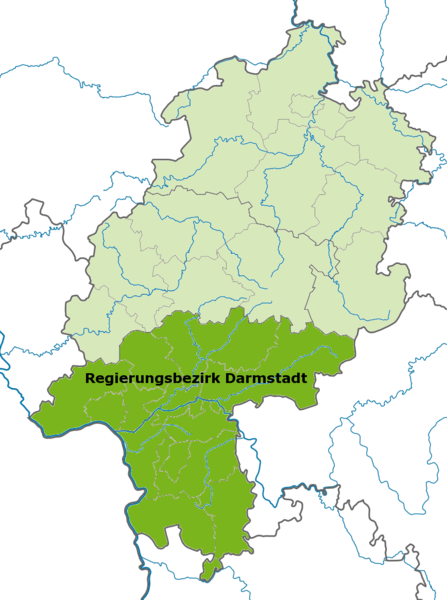 Regierungsbezirke in Hessen (Karte)