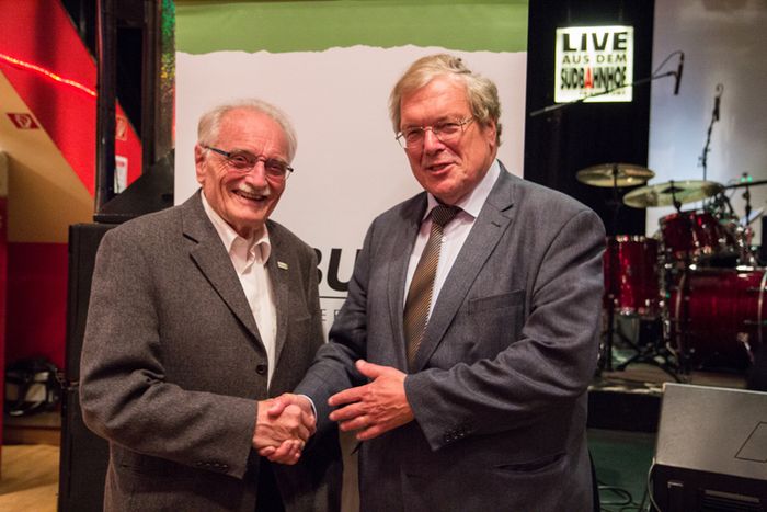 Friedrich von Wangenheim, erster Vorsitzender des BUND Hessen im Jahr 1976, mit BUND Bundesvorsitzendem Hubert Weiger (Foto: Niko Martin)