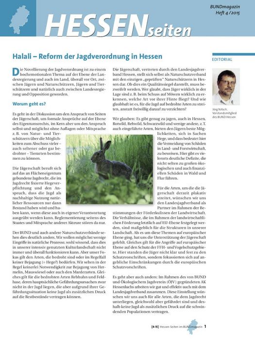 Hessenseiten im BUNDmagazin 4-2015 Titelblatt