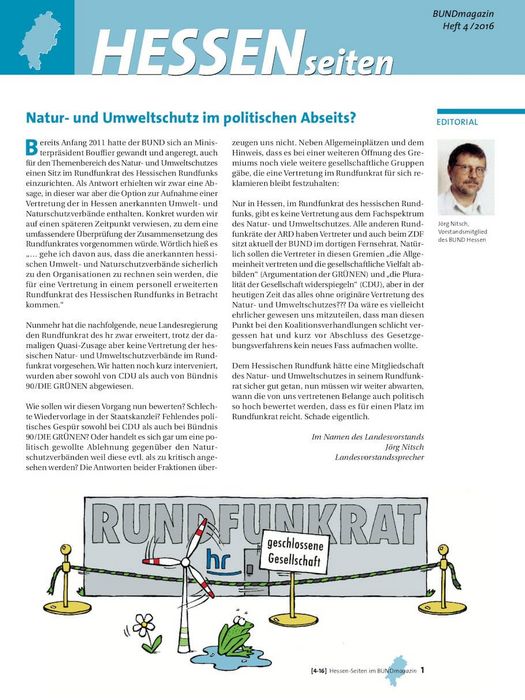 Hessenseiten im BUNDmagazin 4-2016 Titelblatt