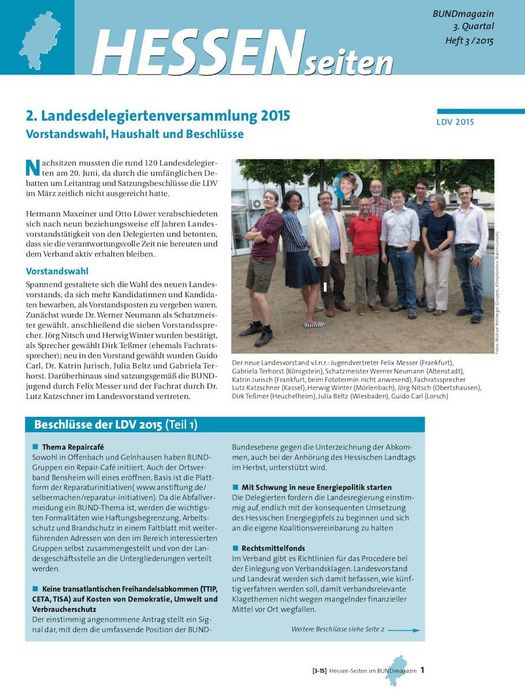 Hessenseiten im BUNDmagazin 3-2015 Titelblatt