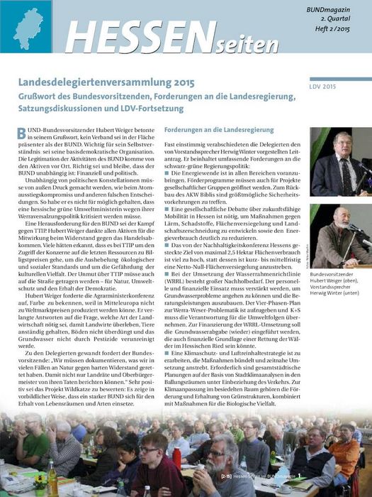 Hessenseiten im BUNDmagazin 2-2015 Titelblatt