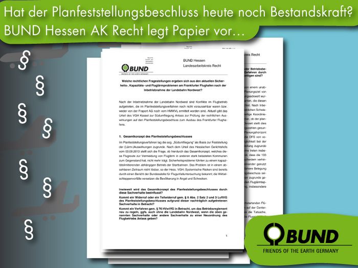 Flughafen: Hat der Planfeststellungsbeschluss heute noch Bestandskraft? BUND Hessen AK Recht legt Papier vor ... (Grafik: Niko Martin)